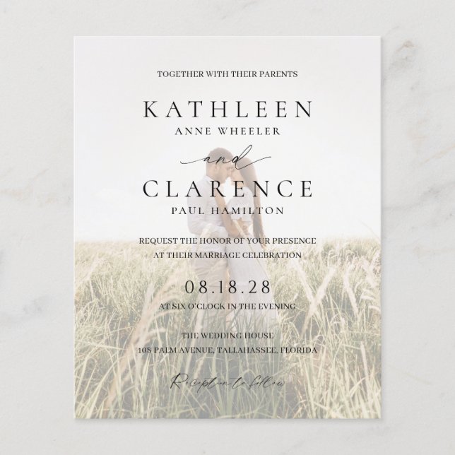 Papier Photo classique Elégant Budget Mariage Invitation (Devant)
