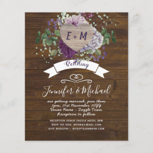 Papier PHOTO Coeur Rustique Violet Bleu Floral Pays Grang