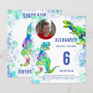 Papier Photo d'anniversaire de fête de dinosaure T Rex