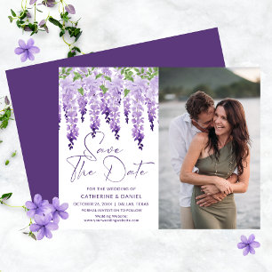 Papier Photo de mariage au lilas de glycine à l'aquarelle
