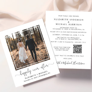 Papier Photo élégante QR Code Mariage Réception Invitatio