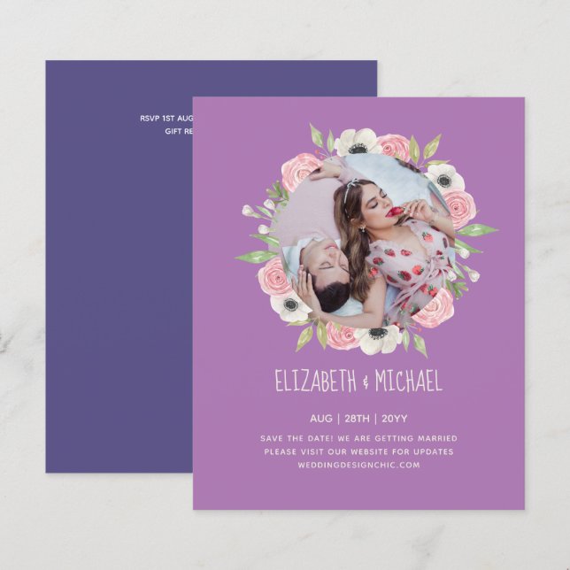 Papier PHOTO Engagement Invitations de parties Annonces (Devant / Derrière)