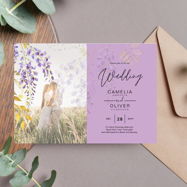 Papier PHOTO FAIRE-PART DE MARIAGE Wisteria BUDGET Floral (Créateur téléchargé)