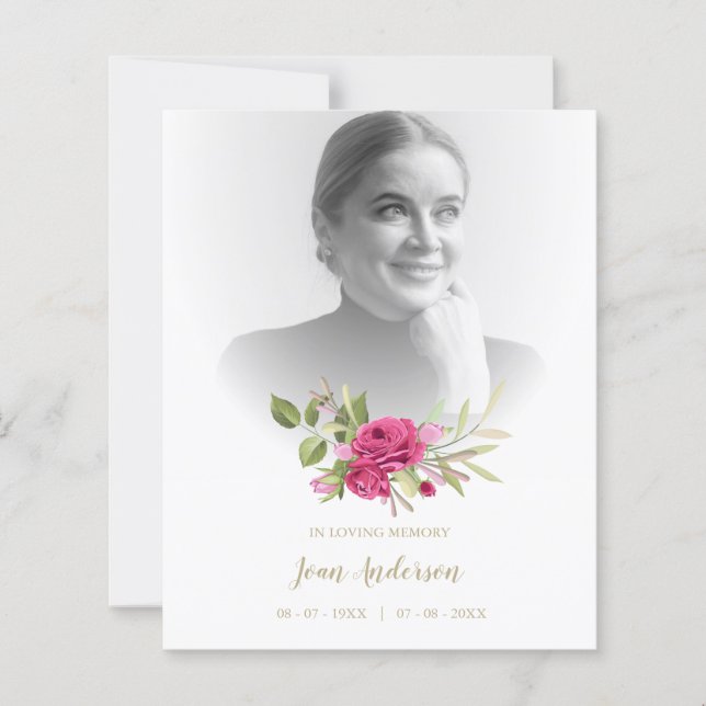Papier Photo Funérailles Romantique Floral Garland en ros (Devant)