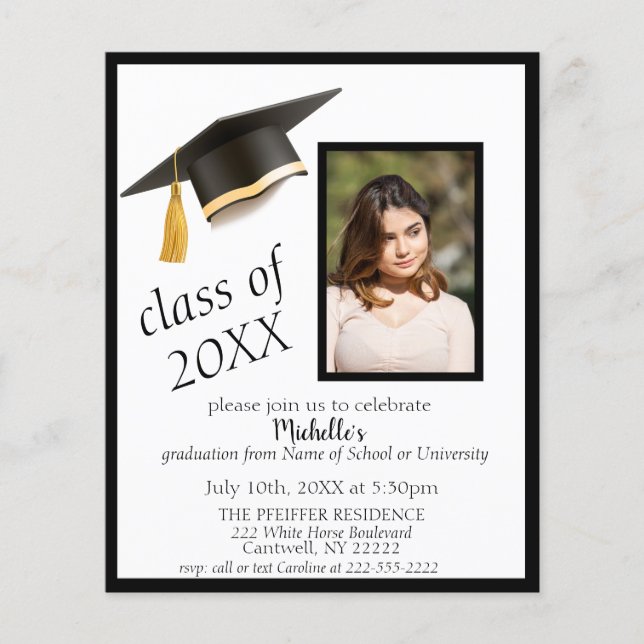 Papier Photo Grad Casquette Graduation Party Invitation (Devant)