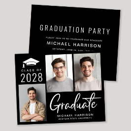 Papier Photo moderne Black Graduation Party Invitation