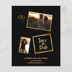 Papier Photo Moderne Enregistrer La Date Black And Gold L