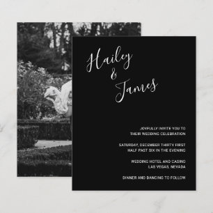 Papier Photo moderne Faire-part de mariage à budget noir