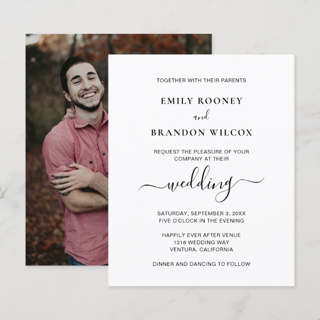 Papier Photo moderne Faire-part de mariage budgétaire sim (Devant / Derrière)