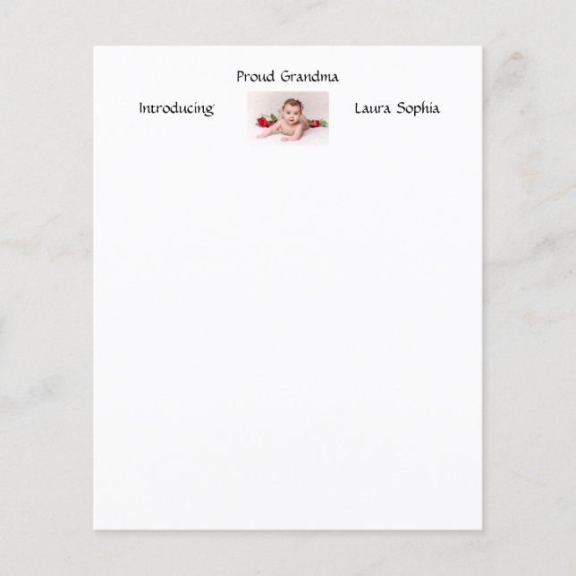 Papier Photo personnalisée Fière grand-mère Nouveau bébé  (Devant)
