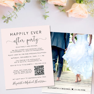 Papier Photo QR Code Pink Wedding Réception Invitation