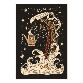 Papier photo satiné Aquarius Celestial Zodiac