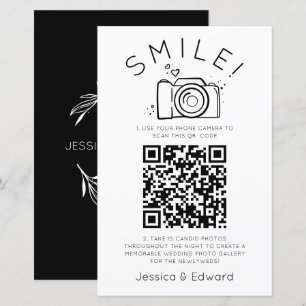 Papier Photos mémorables Qr Code Black Chic Modern Mariag
