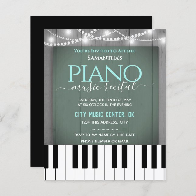 Papier Piano Music Considérant Invitation formelle (Devant / Derrière)