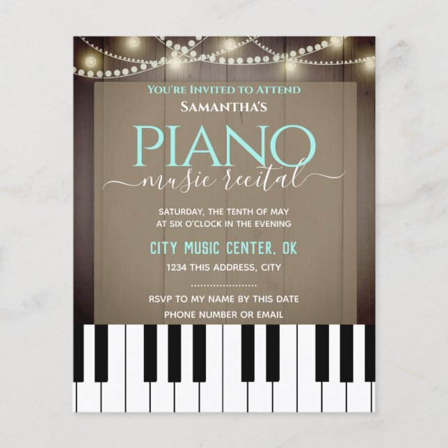 Papier Piano Music Considérant Invitation officielle Brow (Devant)