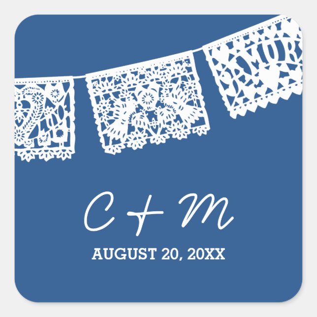 Papier Picado Marine Bleu | Sticker Favor de maria (Devant)