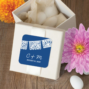 Papier Picado Marine Bleu   Sticker Favor de maria