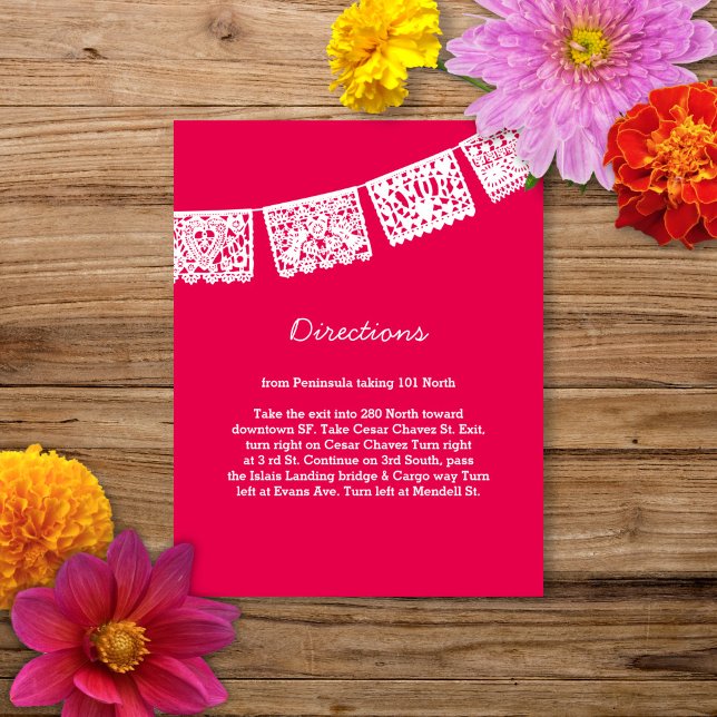 Papier Picado rose chaud | Carte Mariage (Créateur téléchargé)