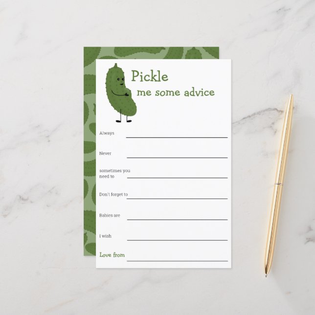 Papier Pickez-moi quelques conseils baby shower jeu (Devant/Arrière en situation)