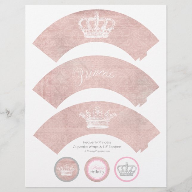 Papier Pièges et toppers à cupcake Princess paradisiaques (Devant)