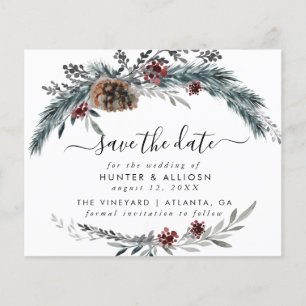 Papier Pin d'hiver du budget Enregistrer la date