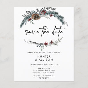 Papier Pin d'hiver Enregistrer la date