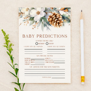 Papier Pine Tree Floral Baby shower Prédictions Jeu