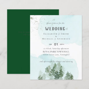 Papier Pine Trees Teal and Sage Wedding