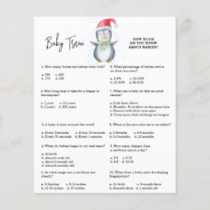 Papier Pingouin - Trivia bébé   Jeu Baby shower
