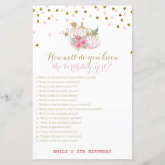 Papier Pink and Gold Fall Anniversaire Jeu, Citrouille