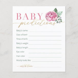 Papier Pink and Gold Floral Baby Prédictions et désirs C