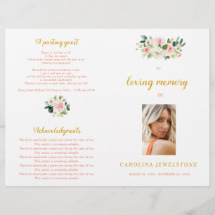 Papier Pink And Gold Woman Celebration Of Life Program