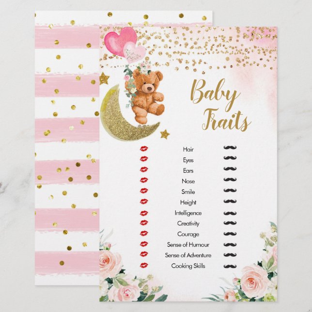 Papier Pink Bearly Baby Traits Jeux Douche (Devant / Derrière)