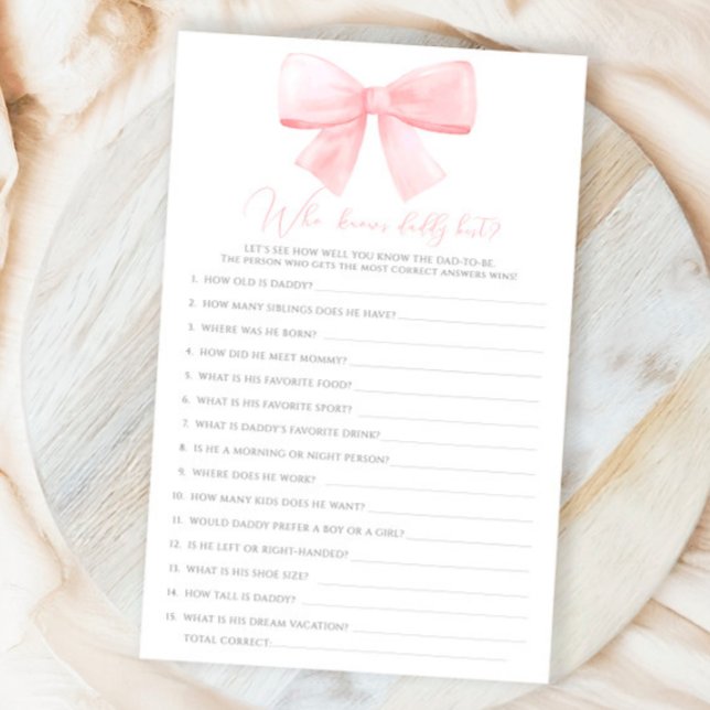 Papier Pink Blush Pastel Bow Qui Connaît Daddy Meilleur J (Créateur téléchargé)