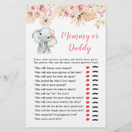 Papier Pink Boho Elephant Girl Baby shower maman ou papa