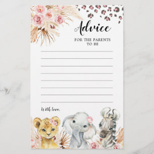Papier Pink Boho Safari Party Animaux Conseils pour les p