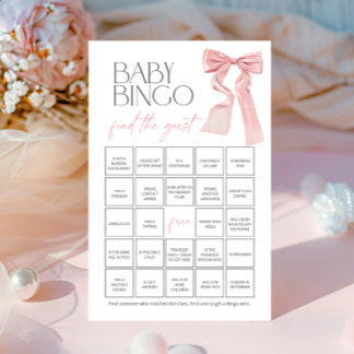 Papier Pink Bow Baby Bingo Trouvez le jeu de douche invit