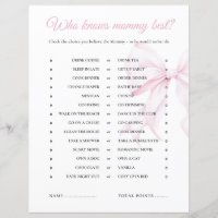 Pink Bow Baby shower Qui Connaît Mommy Meilleur Je