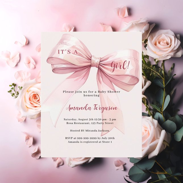 Papier Pink bow c'est une invitation Baby shower fille (Créateur téléchargé)