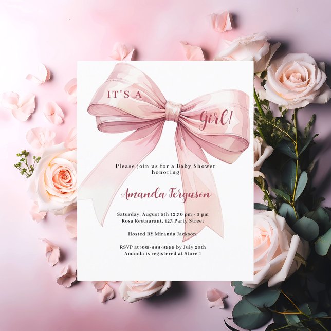 Papier Pink bow c'est une invitation Baby shower fille (Créateur téléchargé)