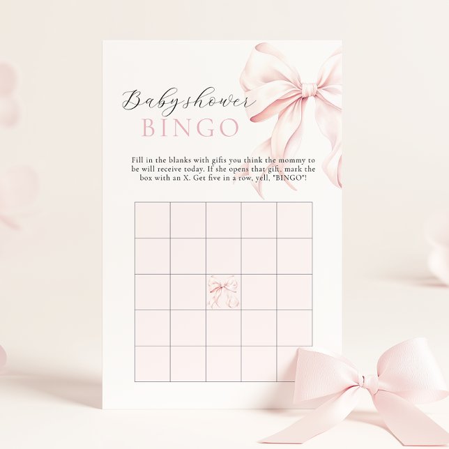 Papier Pink Bow Girl Baby shower cadeau Bingo Activité Je (Créateur téléchargé)