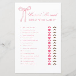 Papier Pink Bow Il Dit Qu'Elle A Dit Fête des mariées Gam