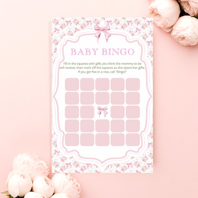Papier Pink Bow Love Shack Girl Baby shower Bingo Jeu (Créateur téléchargé)