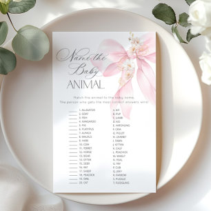 Papier Pink Bow Nom du bébé animal jeu de baby shower