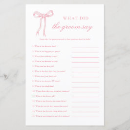 Papier Pink Bow Qu'Est-Ce Qui A Dit Pink Bridal Game