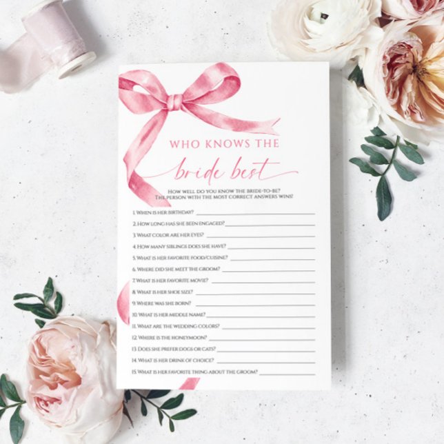 Papier Pink Bow Qui Connaît La Mariée Meilleur Jeu (Créateur téléchargé)