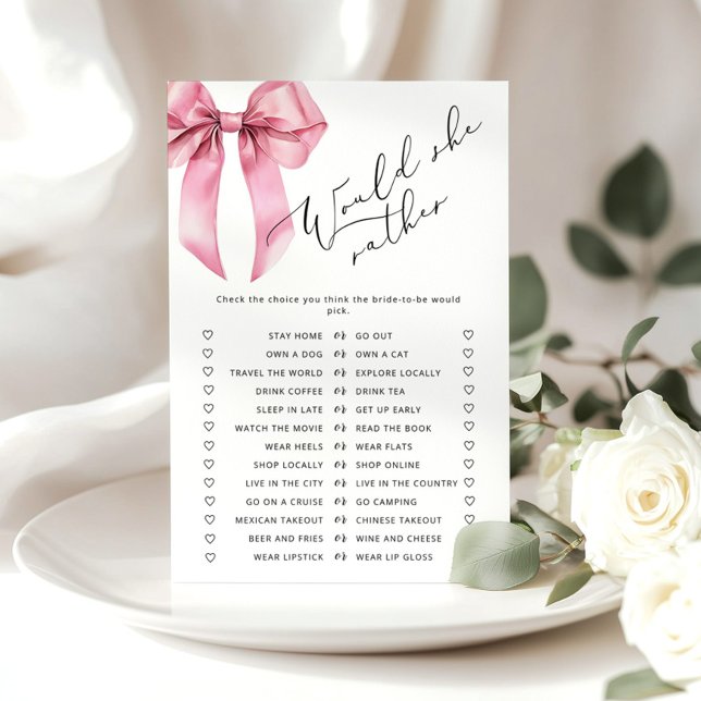 Papier Pink Bow Voudrait-elle plutôt le jeu de douche nup (Créateur téléchargé)