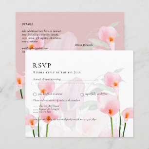 Papier Pink Calla Lily Bouquet Mariage RSVP