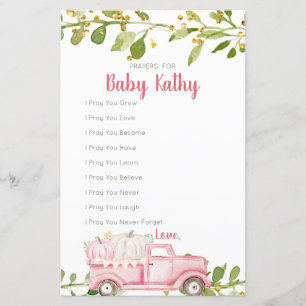 Papier Pink Citrouille Truck Love Prayers for Baby Sign
