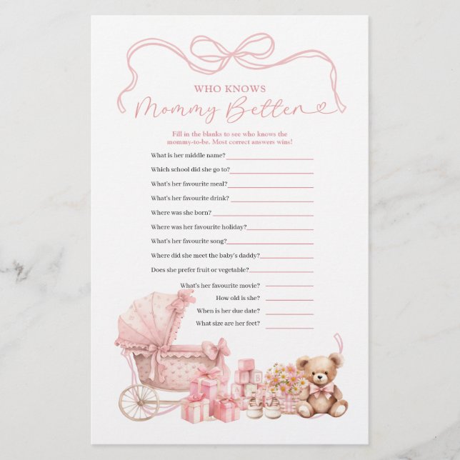 Papier Pink Coquette Baby Carriage Who Know Mommy Better (Devant)